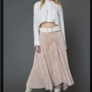 BCBG Ludovica long flowy high/low Pleated Skirt TONAL MIX ANIMAL PRINT Sz M